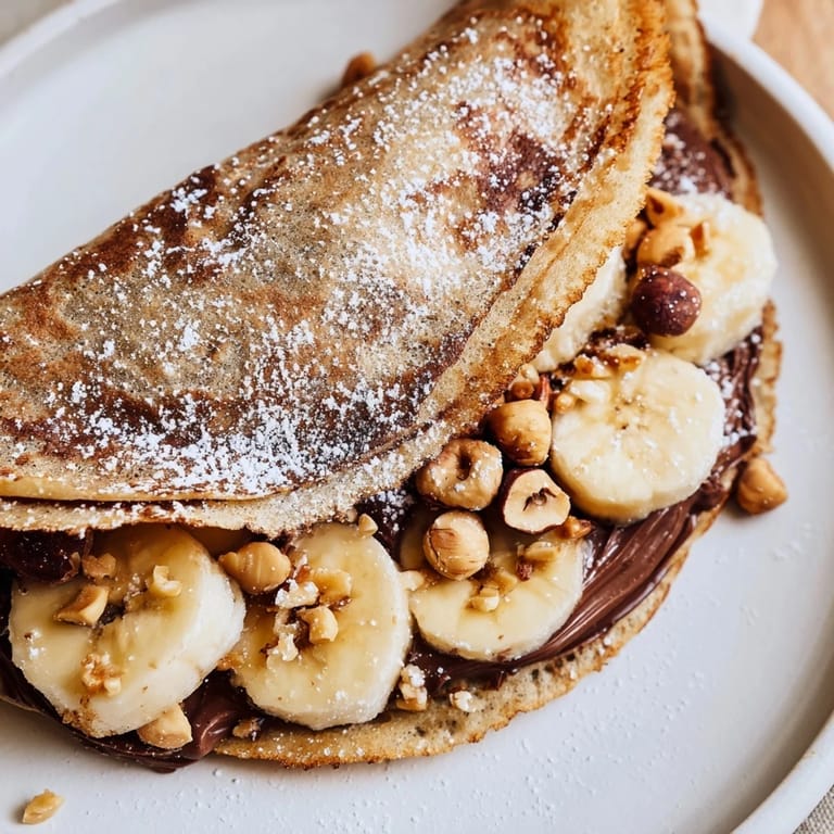A close-up of a perfectly folded Banana Nutella Wrap, ready to savor; imagine the sweet, warm banana filling.