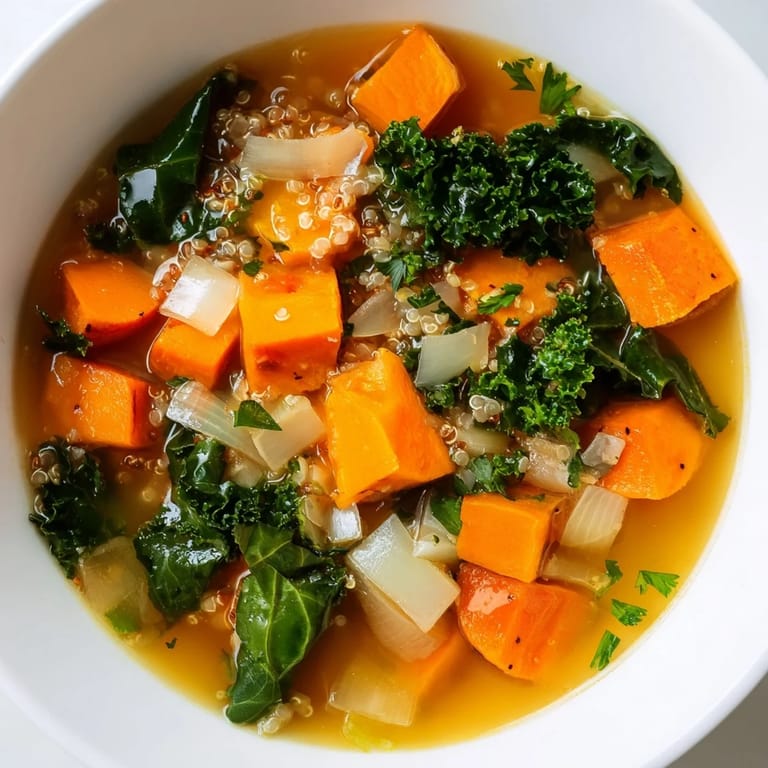 Vibrant photo showing ingredients in a bowl of Nourishing Winter Veggie Soup, featuring colorful vegetables.