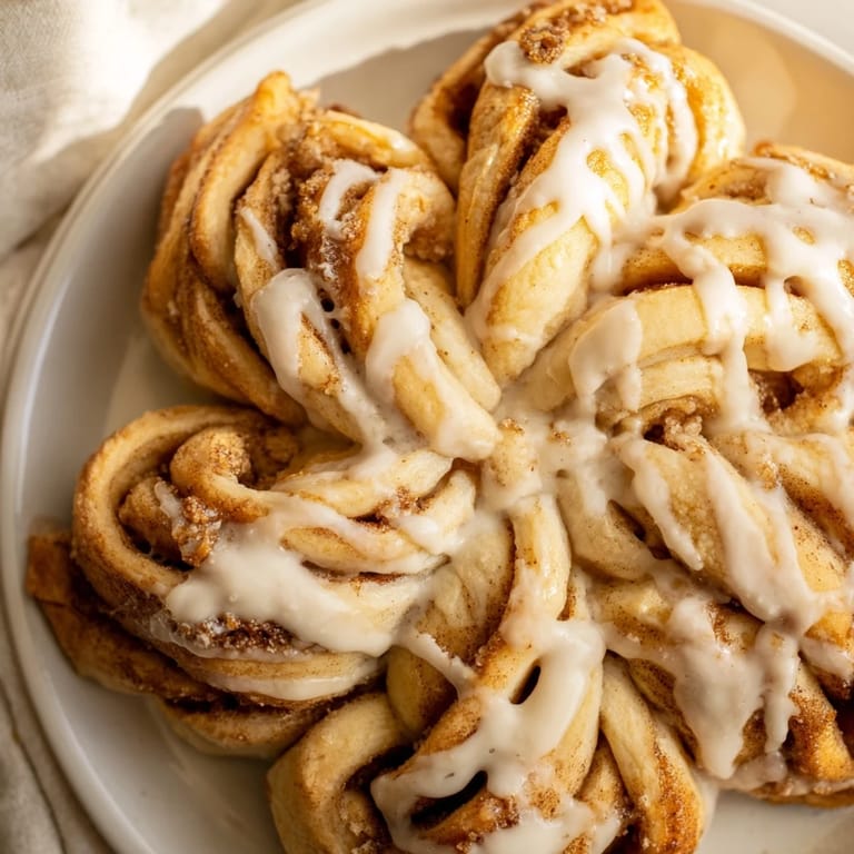 Warm, gooey Cinnamon Roll Pull-Apart Snowflake with cinnamon sugar filling, ready to share and enjoy.