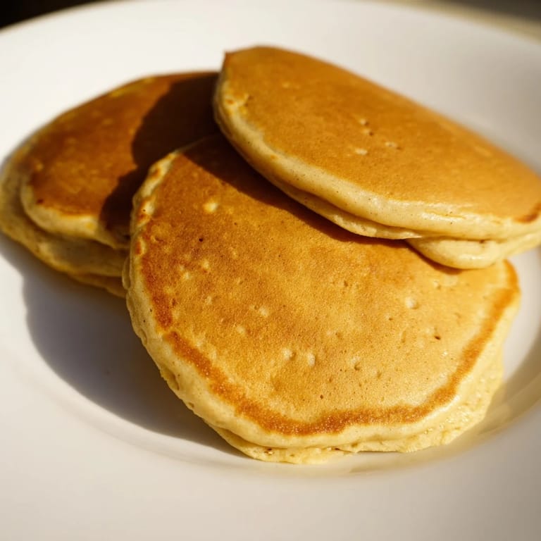 See a stack of delicious brown banana pancakes, smelling sweet and served with fresh berries.