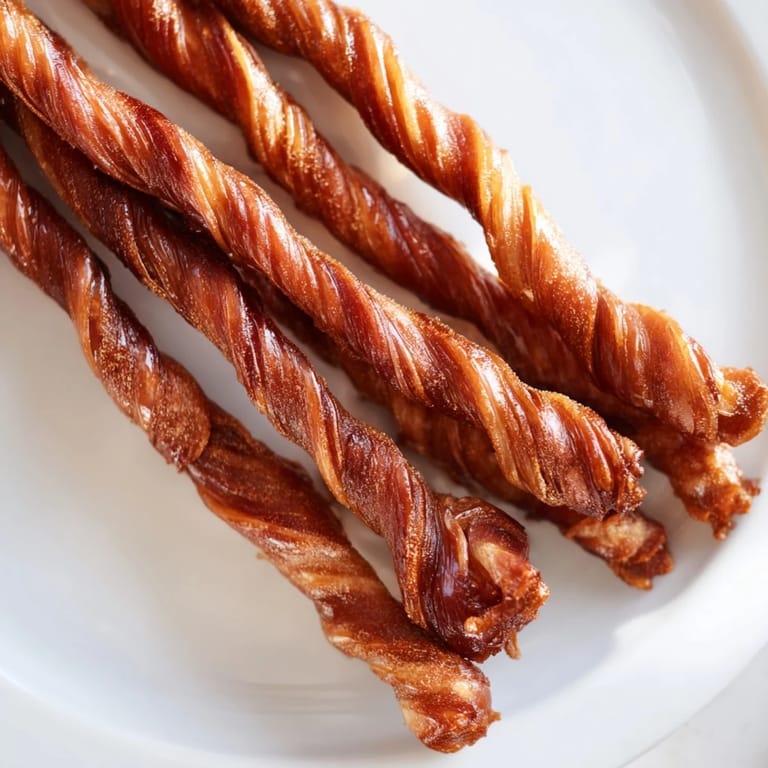 Golden brown Spiced Bacon Twists twisted and baked to perfection with a delightful sweet and spicy flavor.