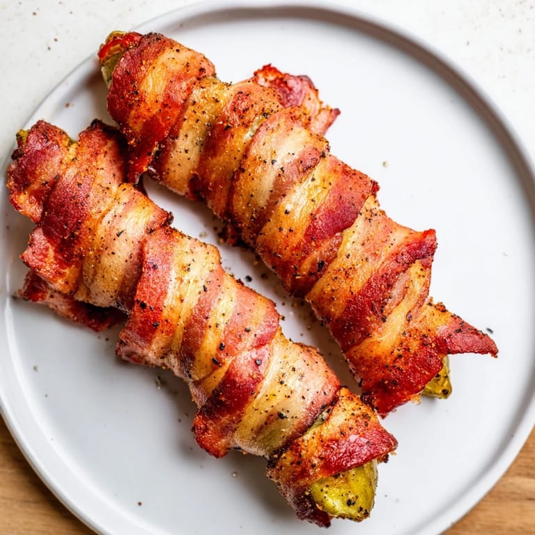 Served hot, bite-sized bacon-wrapped pickles are perfect game day snacks or party appetizers.