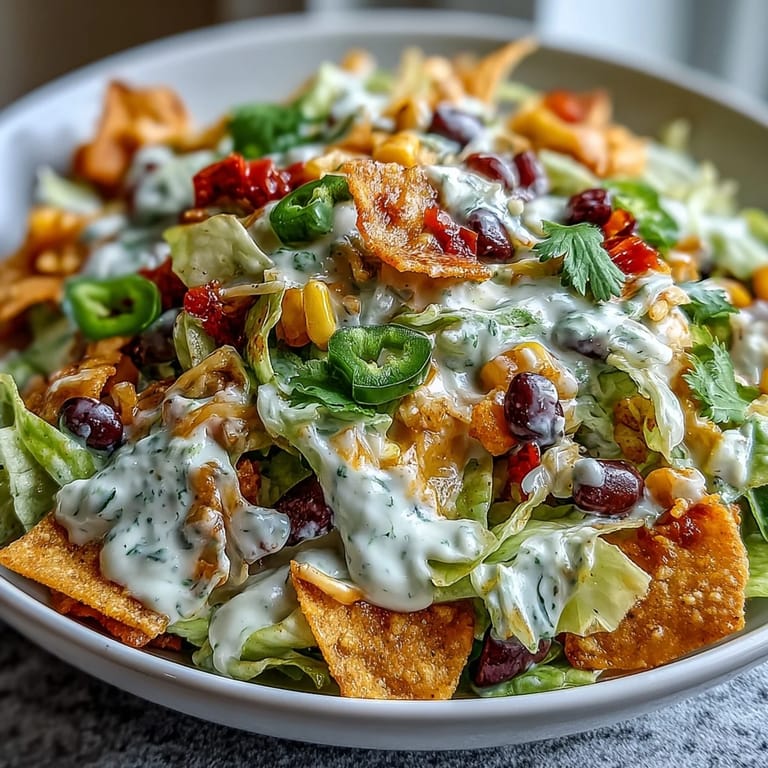 Frito Cowboy Cabbage served as a crunchy Southwestern side, loaded with jalapeño, red bell pepper, and fresh cilantro for bold flavor and texture.