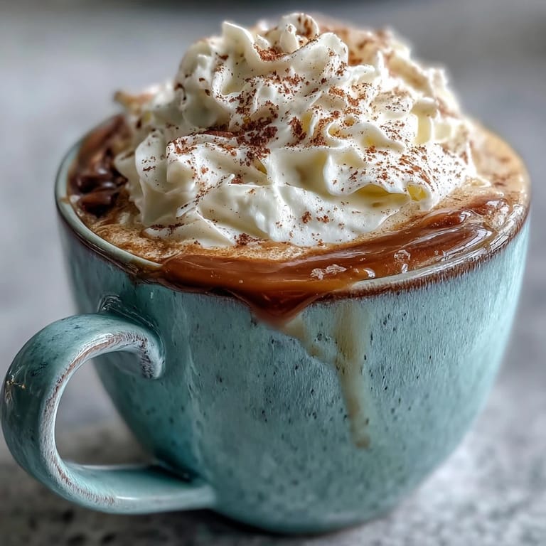 Close-up of Christmas Chai Latte topped with swirls of spiced whipped cream, showcasing aromatic spices and warm, cozy steam rising from the surface.