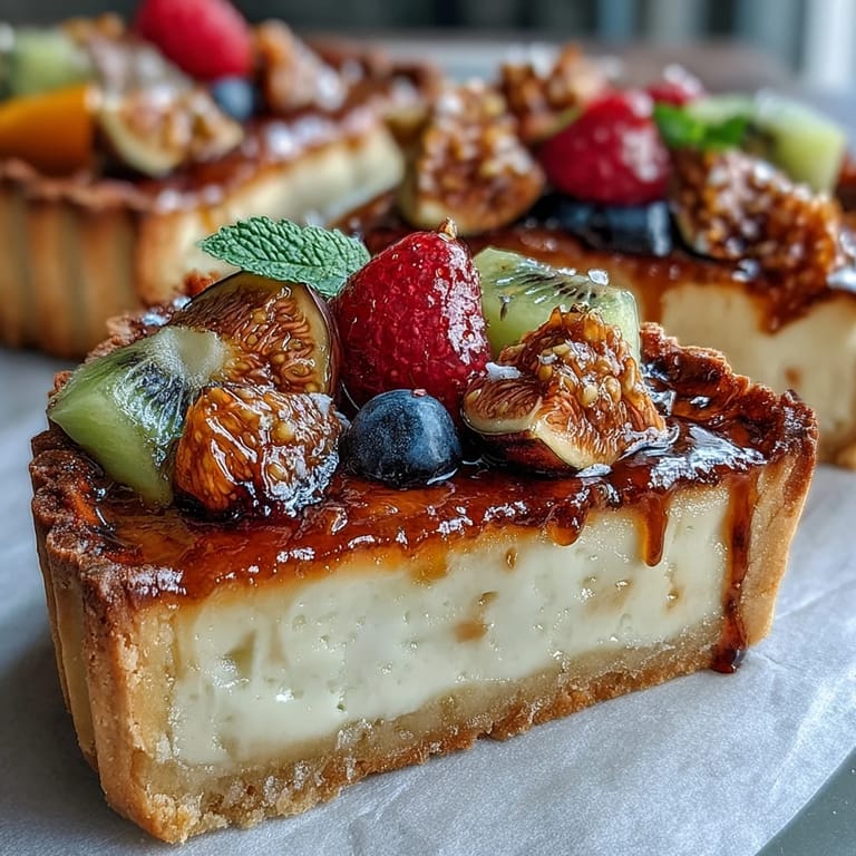 Whole Cardamom Custard Tart on a rustic platter, ready to slice and serve at a cozy dessert table.