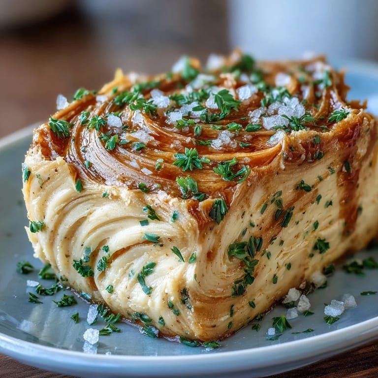 Homemade salted honey butter log with a dusting of flaky sea salt on parchment, ideal for holiday bread baskets.