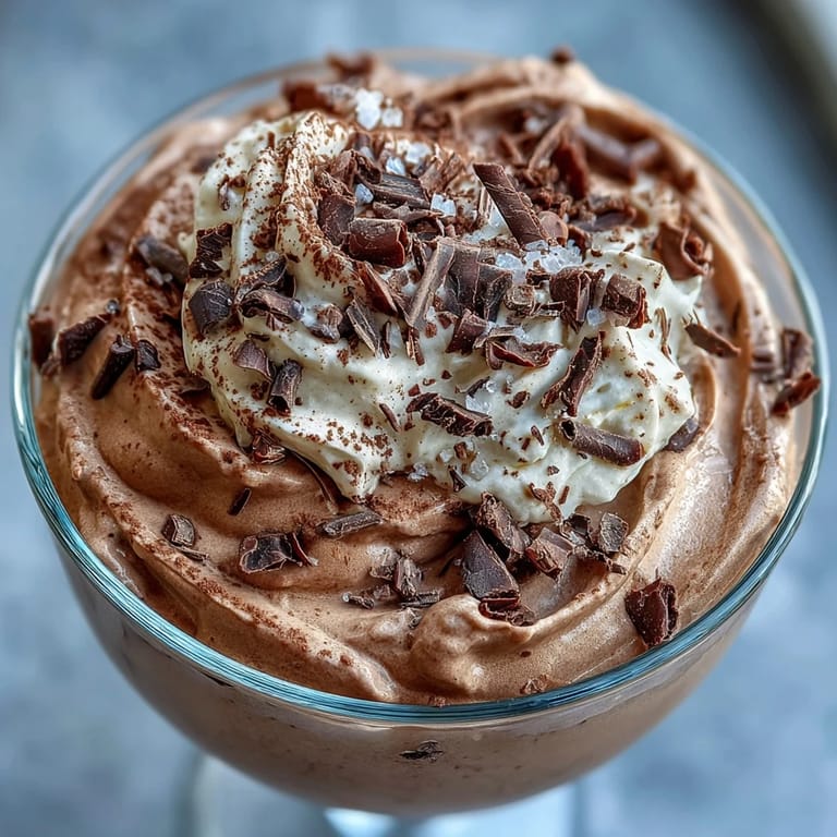 Creamy high-protein dessert blending Greek yogurt, cocoa, and sea salt for a light, guilt-free treat.