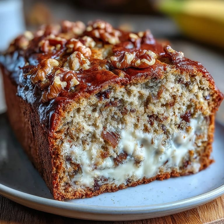 Soft, protein-rich banana bread made with Greek yogurt, studded with dark chocolate chips and walnuts.  