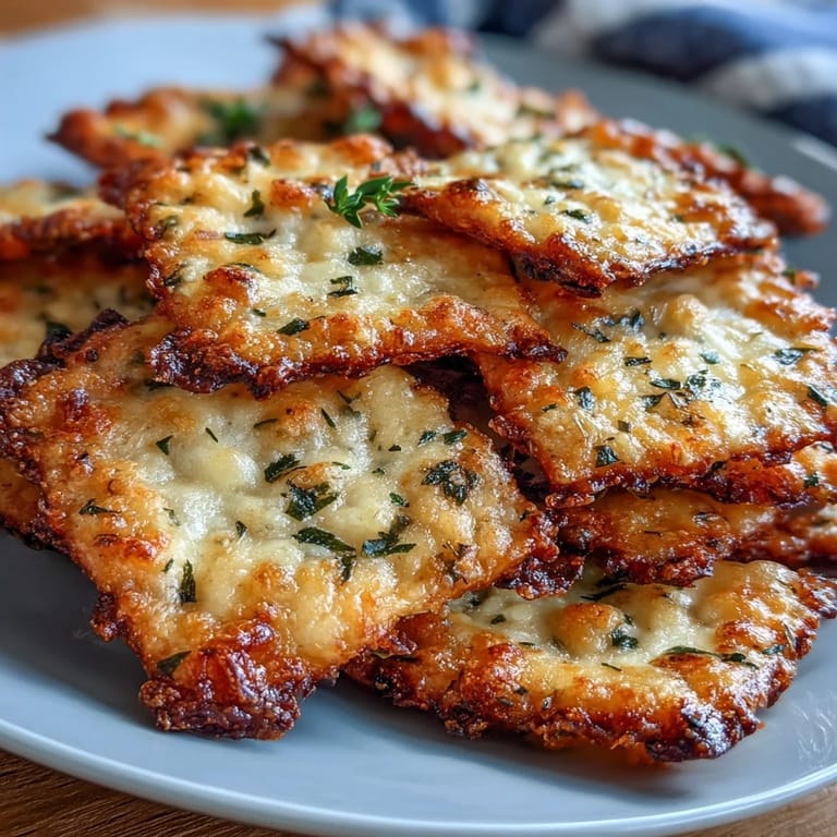 Aromatic homemade crackers featuring melted cheddar, Parmesan, and fresh chives, baked until golden and crunchy.  