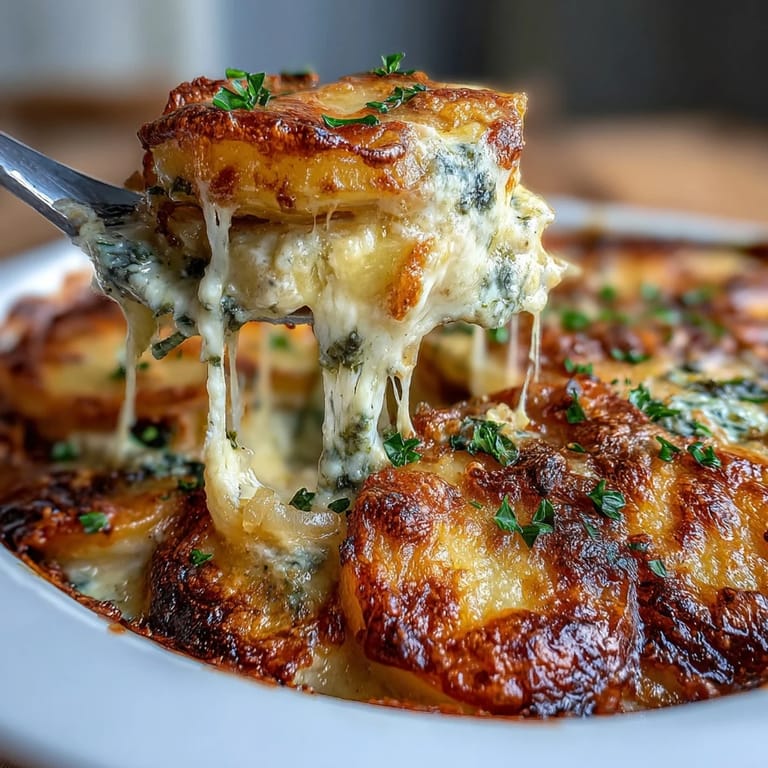 Rich and savory cheesy scalloped potatoes with tender Yukon Gold slices, ideal for holiday dinners.