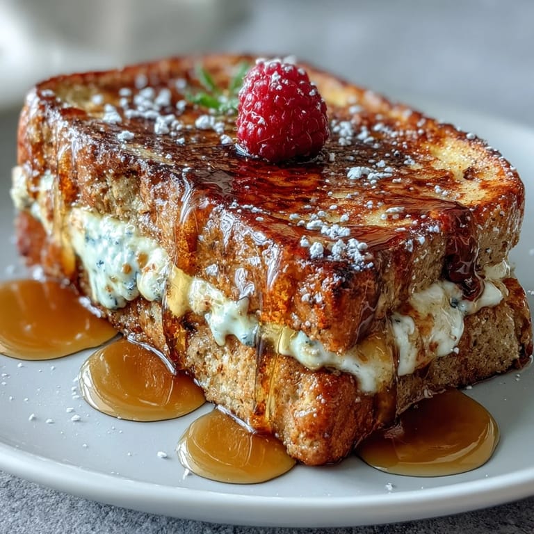 Fluffy Protein French Toast Sticks lightly pan-fried to golden perfection, arranged with sliced strawberries and a dollop of whipped cream.