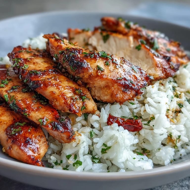 Meal prep containers filled with tender chicken, rice, and mixed vegetables, garnished with fresh parsley.
