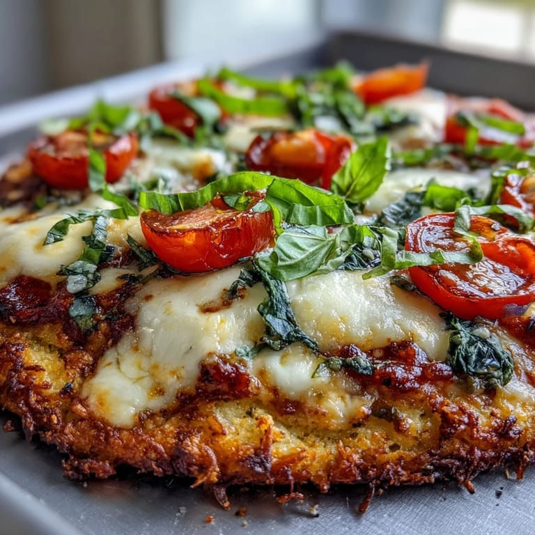 Baked leftover rice pizza crust with bubbly mozzarella, a delicious base.