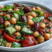 Diced cucumber and olives enhance this vibrant Mediterranean Chickpea Salad.